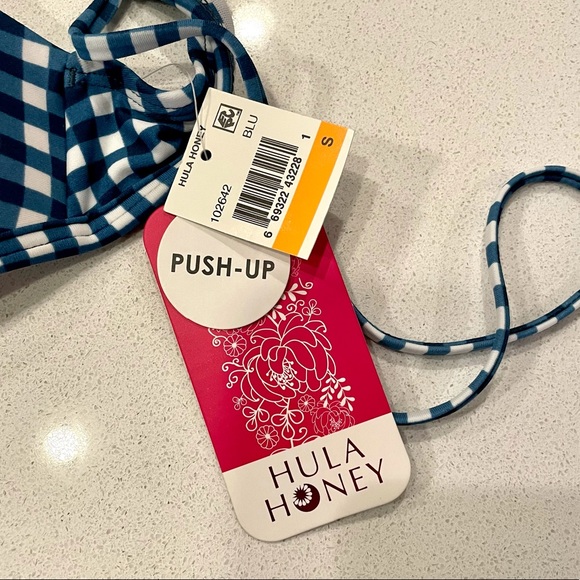 Hula Honey Bikini 3 Piece Set Checkered Push Up - Picture 7 of 10